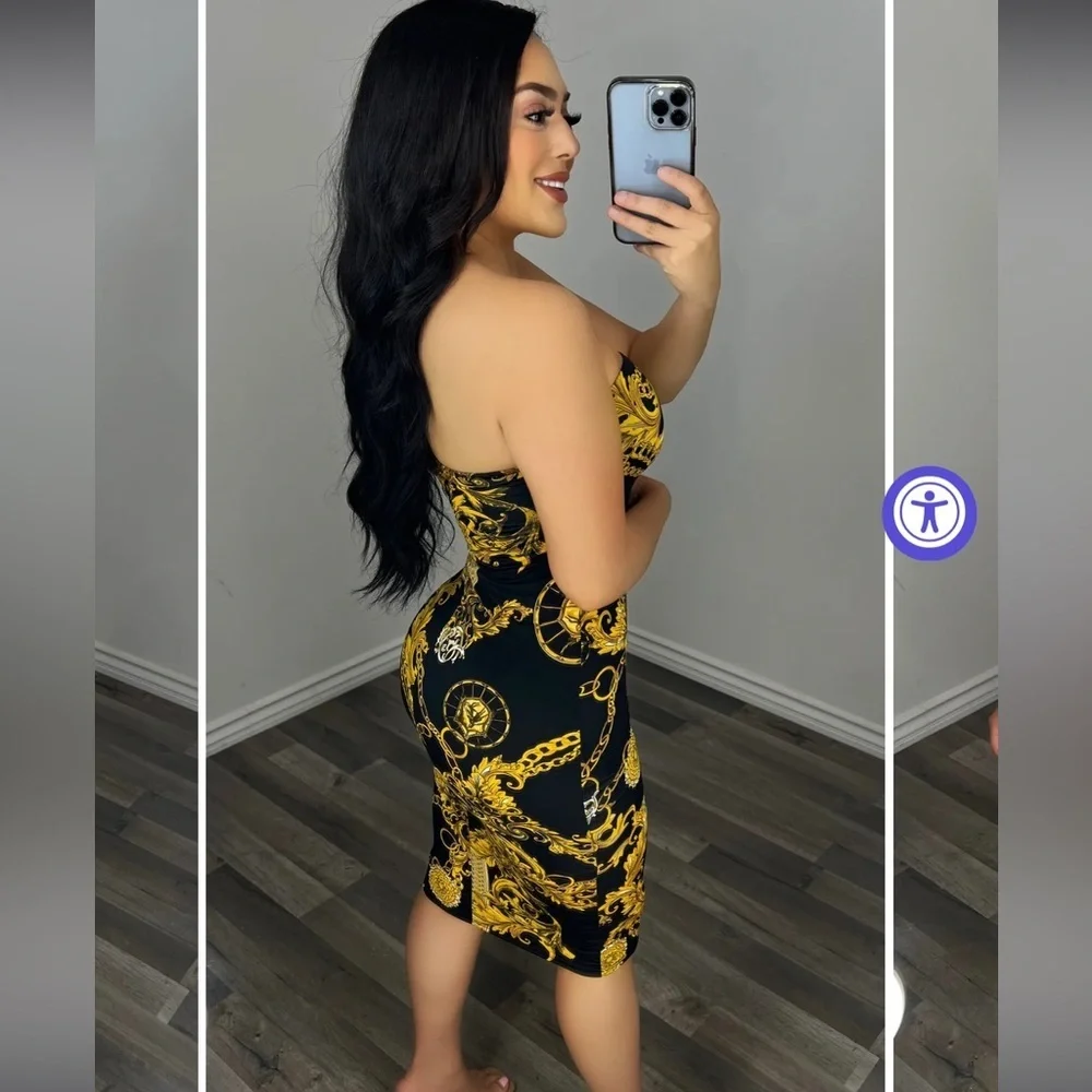 Black and‎ gold tube  dress nwt
